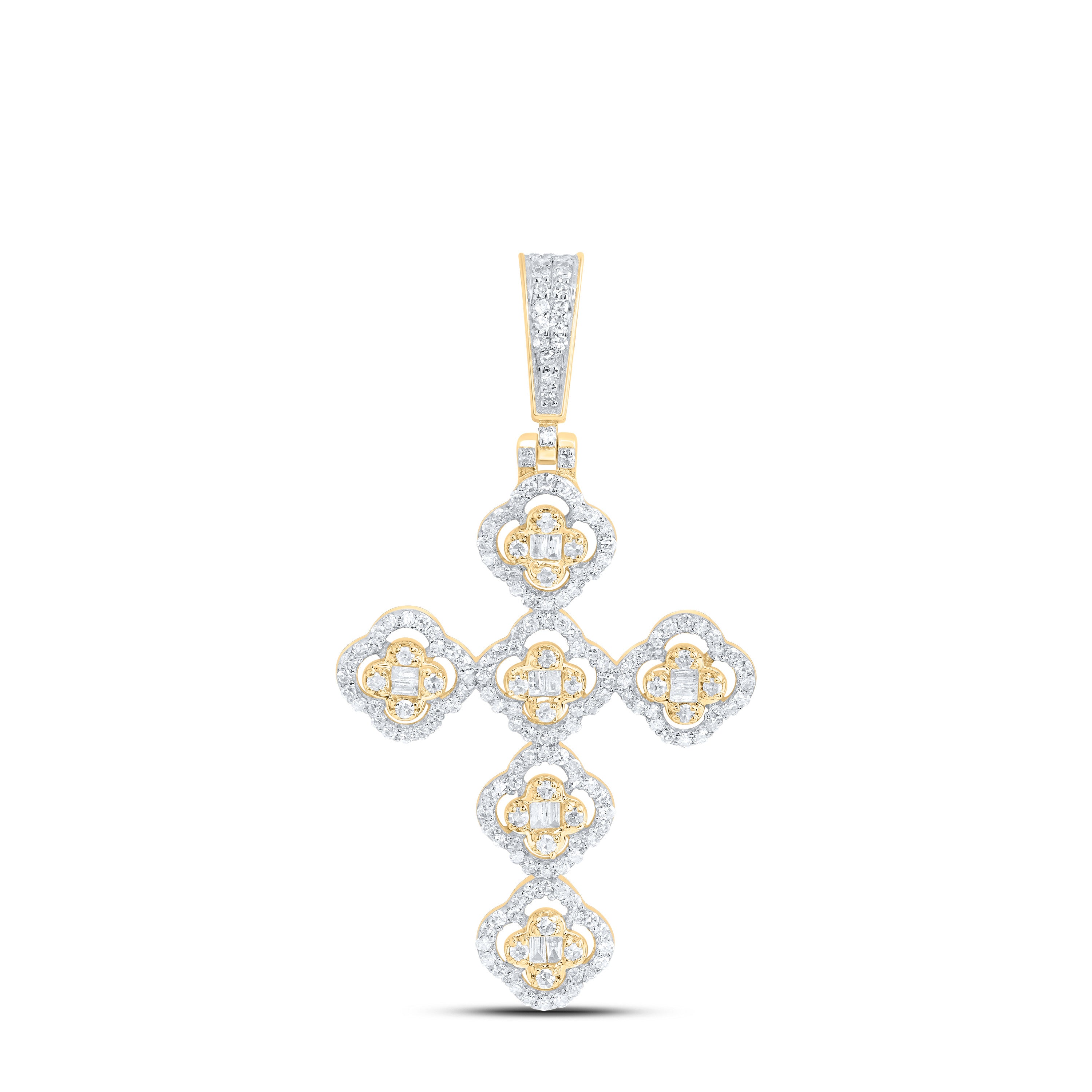 3/4Ctw-Dia Nk Fashion Clover Cross Pendant (3.43 grams)
