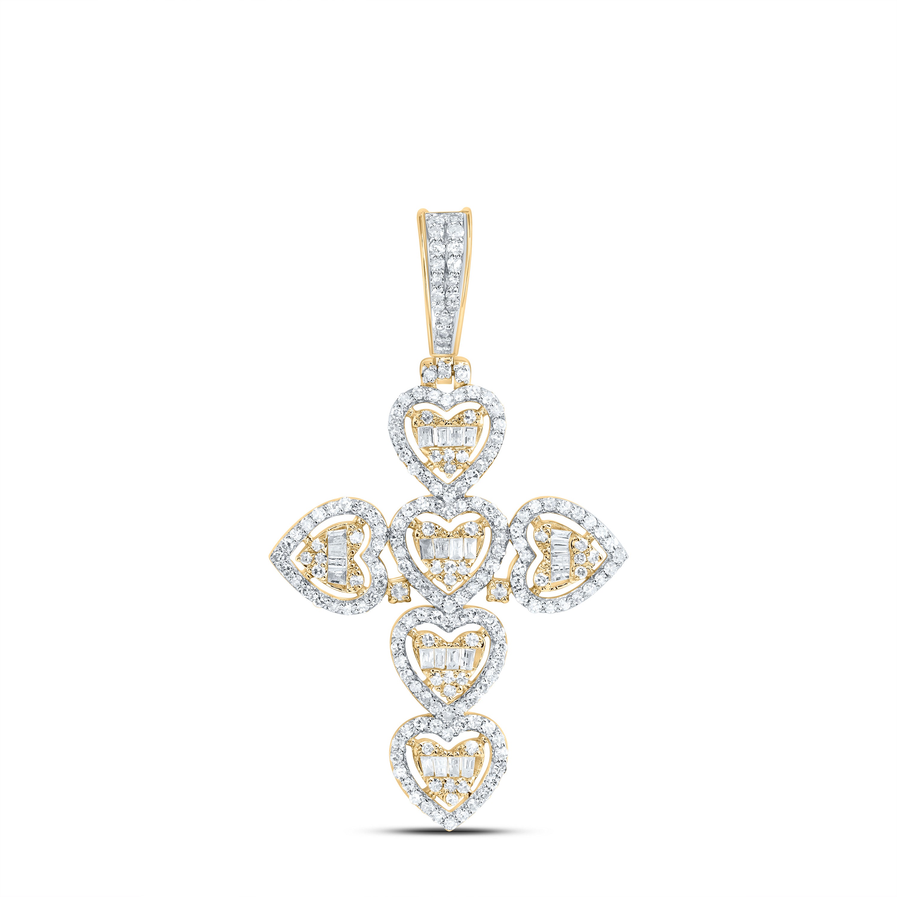 3/4Ctw-Nat Dia Nk Fashion Heart Cross Pendant (3.371 grams)