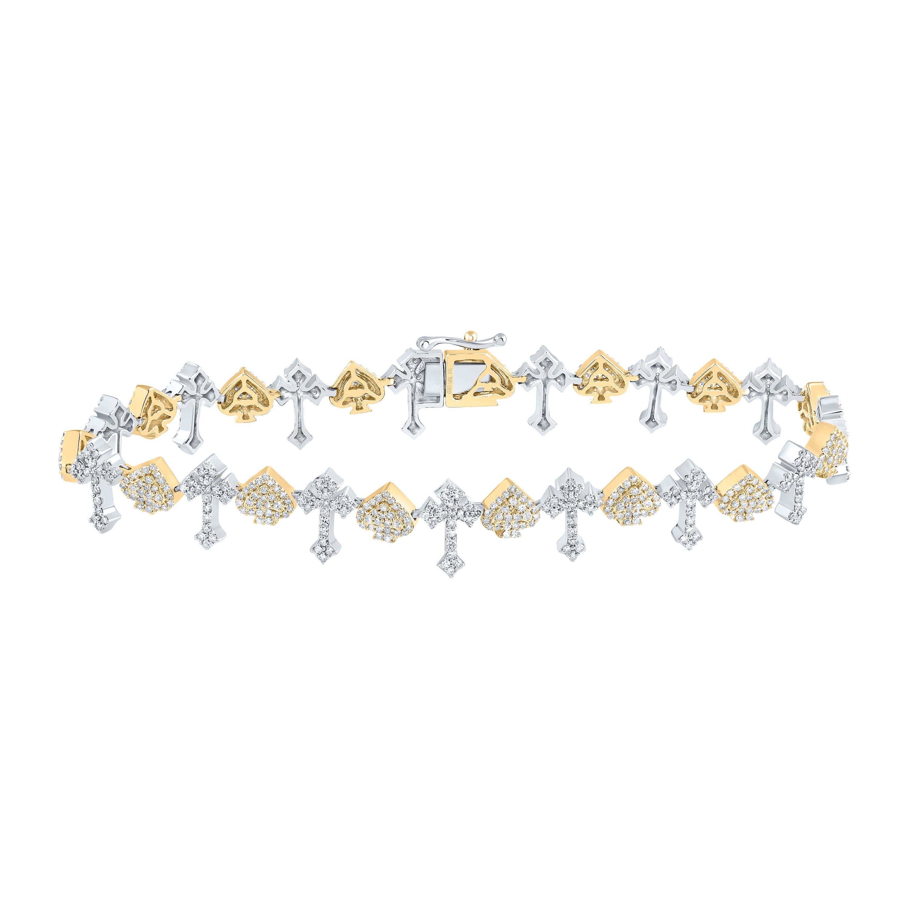 2 5/8Ctw-Nat Diamond Cross Mens Bracelet (8 Inch) (14.18 grams)
