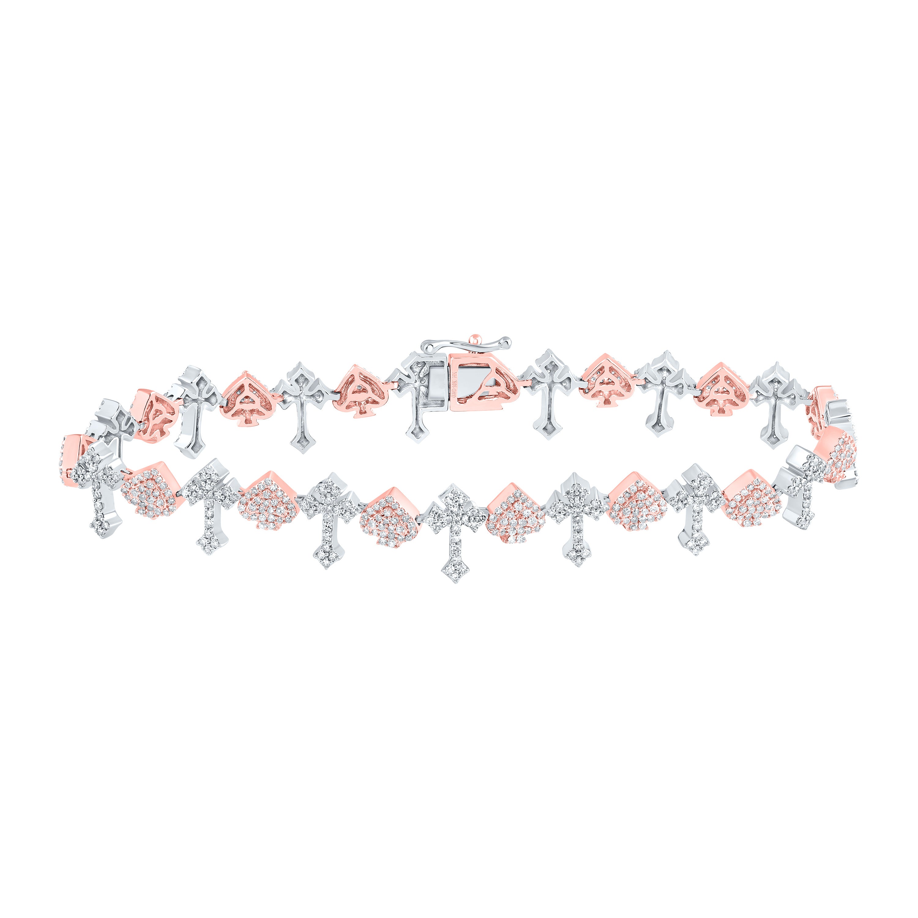 2 5/8Ctw-Nat Diamond Cross Mens Bracelet (8 Inch) (14.414 grams)