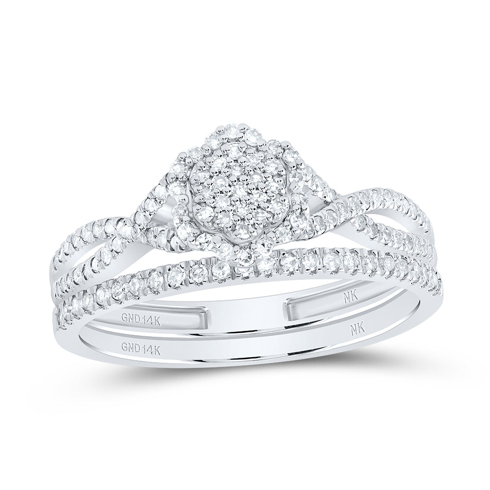 1/3Ctw-Nat Dia Nk Fashion Flower Bridal Set (2.15 grams)