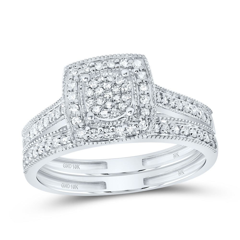 1/3Ctw-Nat Dia Nk Fashion Square Bridal Set (2.81 grams)