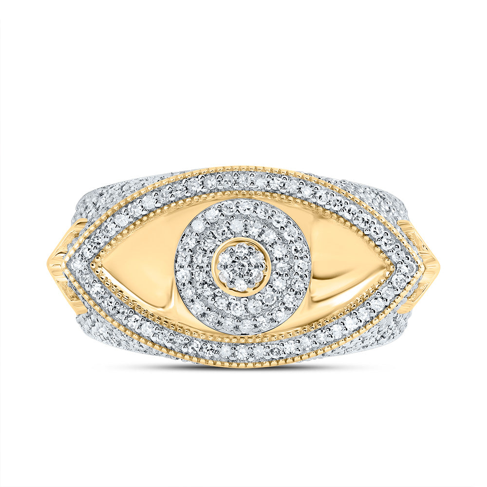 7/8Ctw-Nat Dia Nk Fashion Evil Eye Men's Ring (9 grams)