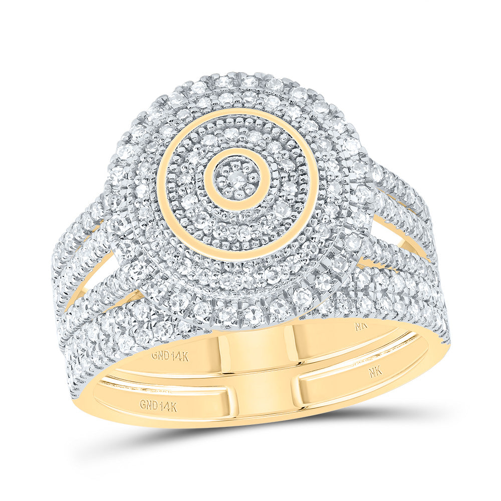 5/8Ctw-Nat Dia Nk Round Doubel Halo Bridal Set (4.2 grams)