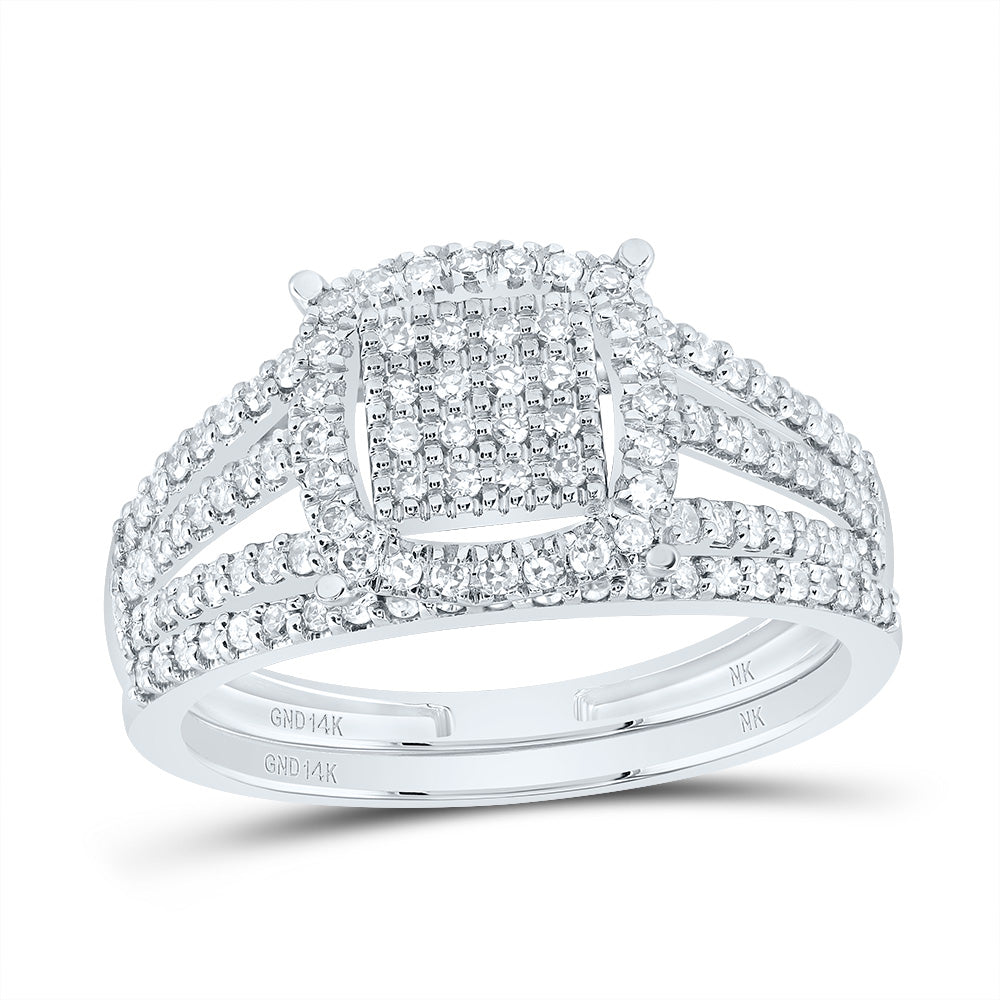 3/8Ctw-Nat Dia Nk Fashion Cushion Bridal Set (2.88 grams)