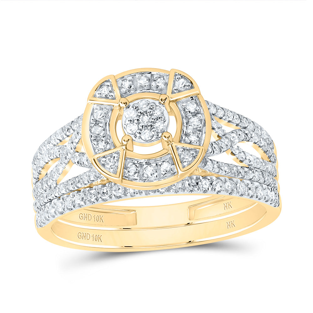 1/2Ctw-Nat Dia Nk Fashion Round Bridal Set (3.43 grams)