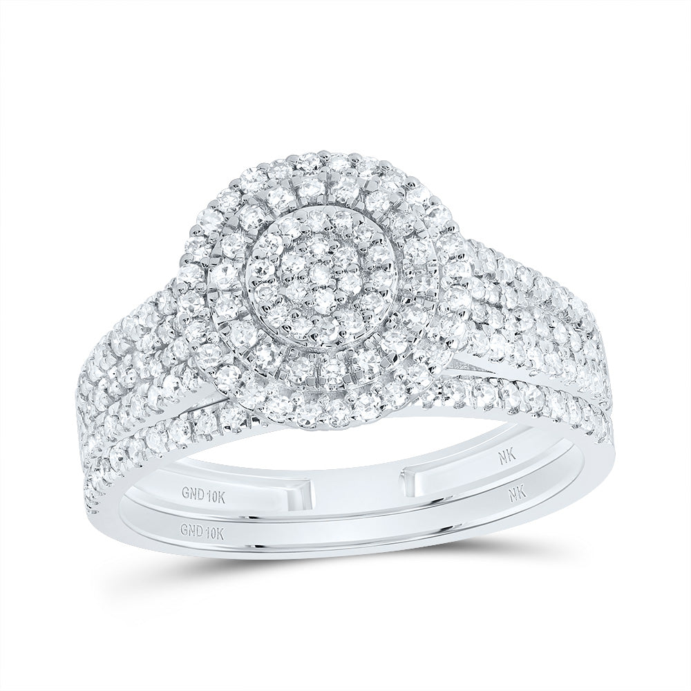 5/8Ctw-Nat Dia Nk Round Double Halo Bridal Set (2.67 grams)