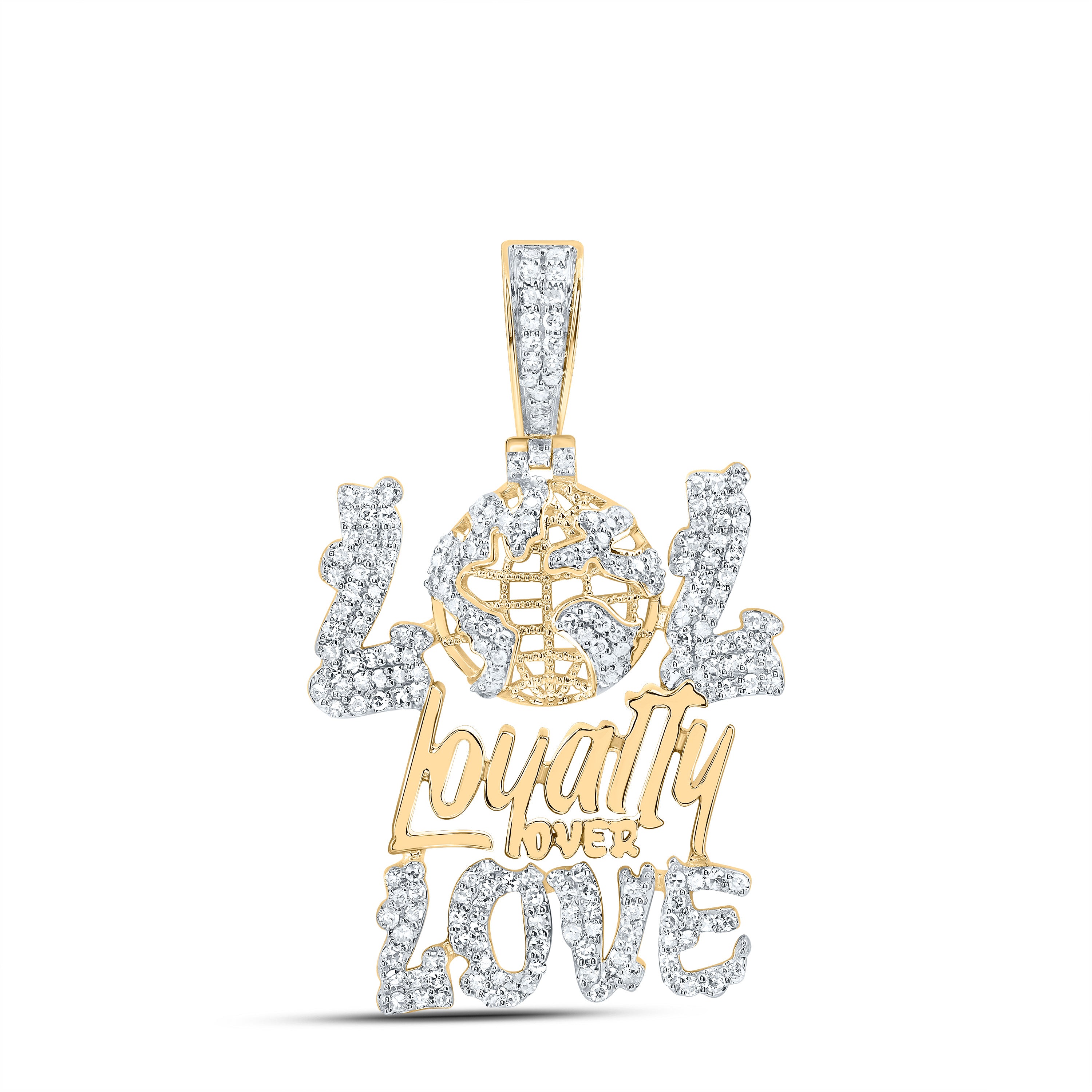 3/4Ctw-Nat Dia Nk "Lol Loyalty Over Love" Mens Charm (6 grams)