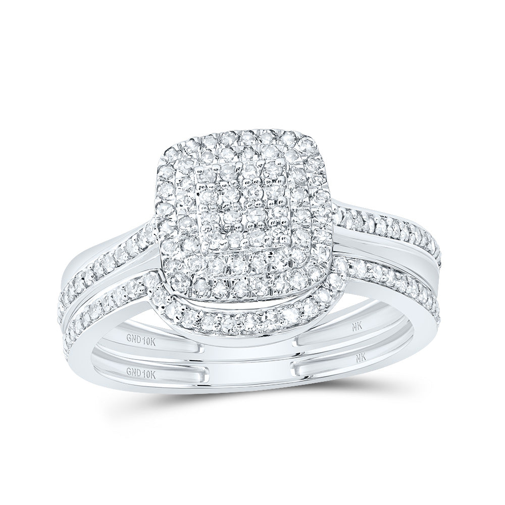 3/8Ctw-Nat Dia Nk Fashion Cushion Bridal Set (2.26 grams)