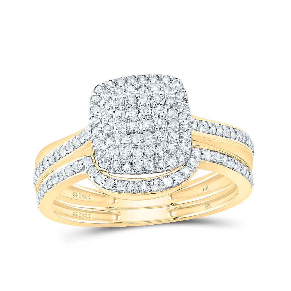 3/8Ctw-Nat Dia Nk Fashion Cushion Bridal Set (2.7 grams)