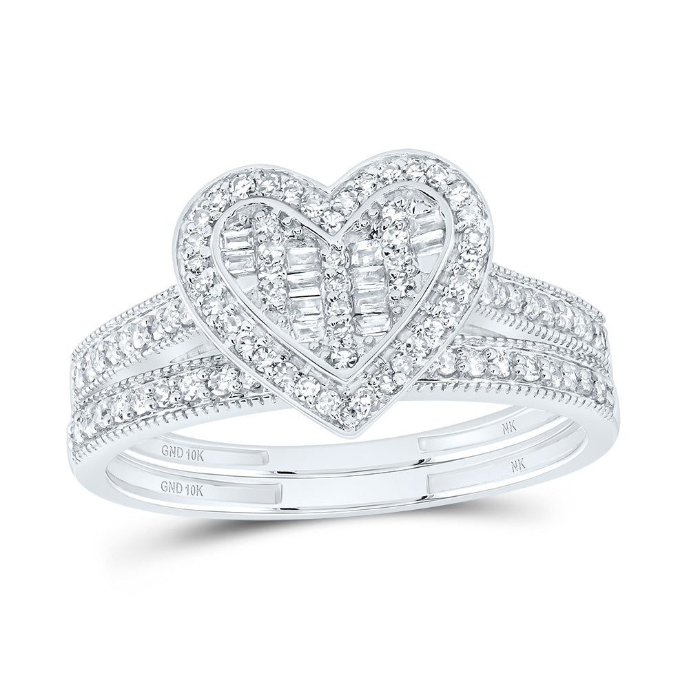1/3Ctw-Nat Dia Nk Fashion Heart Bridal Set (3.6 grams)