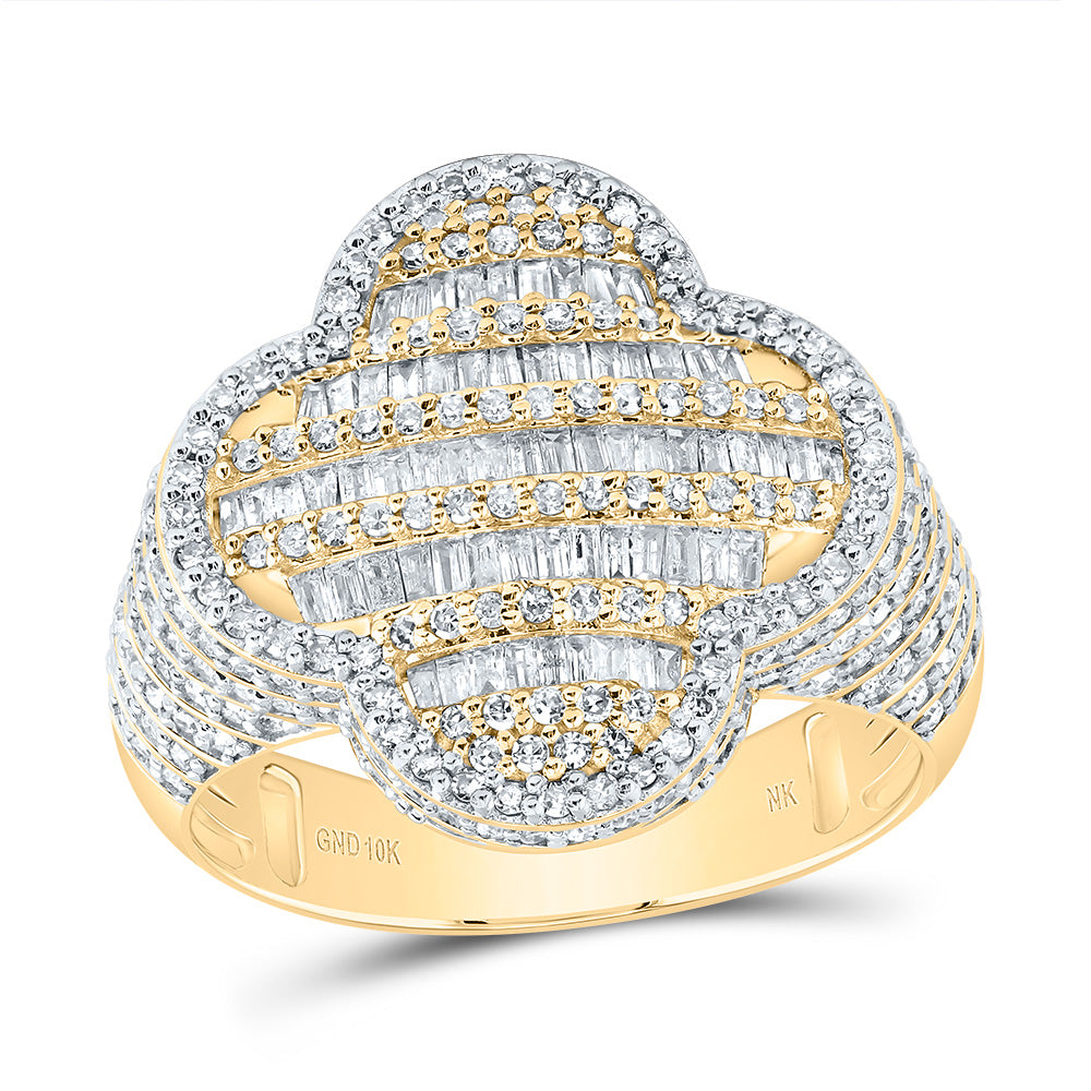 1 1/2Ctw-Nat Dia Nk Clover Men's Ring (6.43 grams)