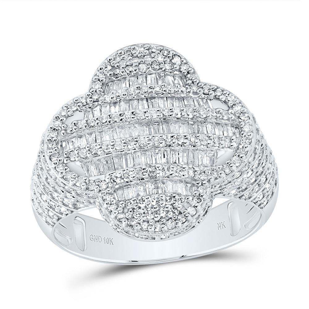 1 1/2Ctw-Nat Dia Nk Fashion Clover Ladies Ring (4.93 grams)