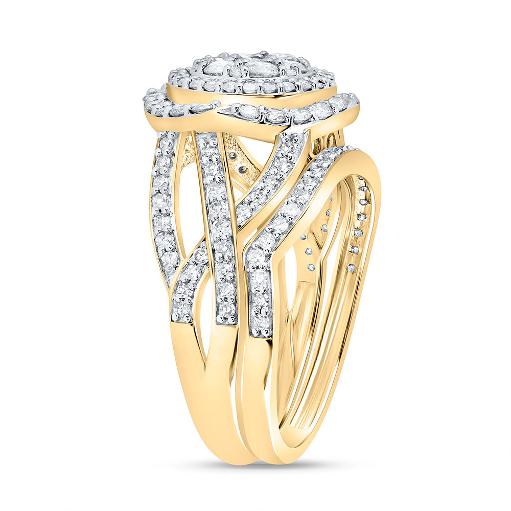 1 1/5Ctw-Nat Dia Nk Fashion Flower Bridal Set (4.14 grams)