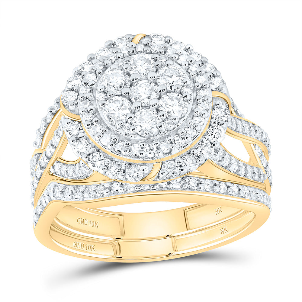 1 1/5Ctw-Nat Dia Nk Fashion Flower Bridal Set (4.14 grams)