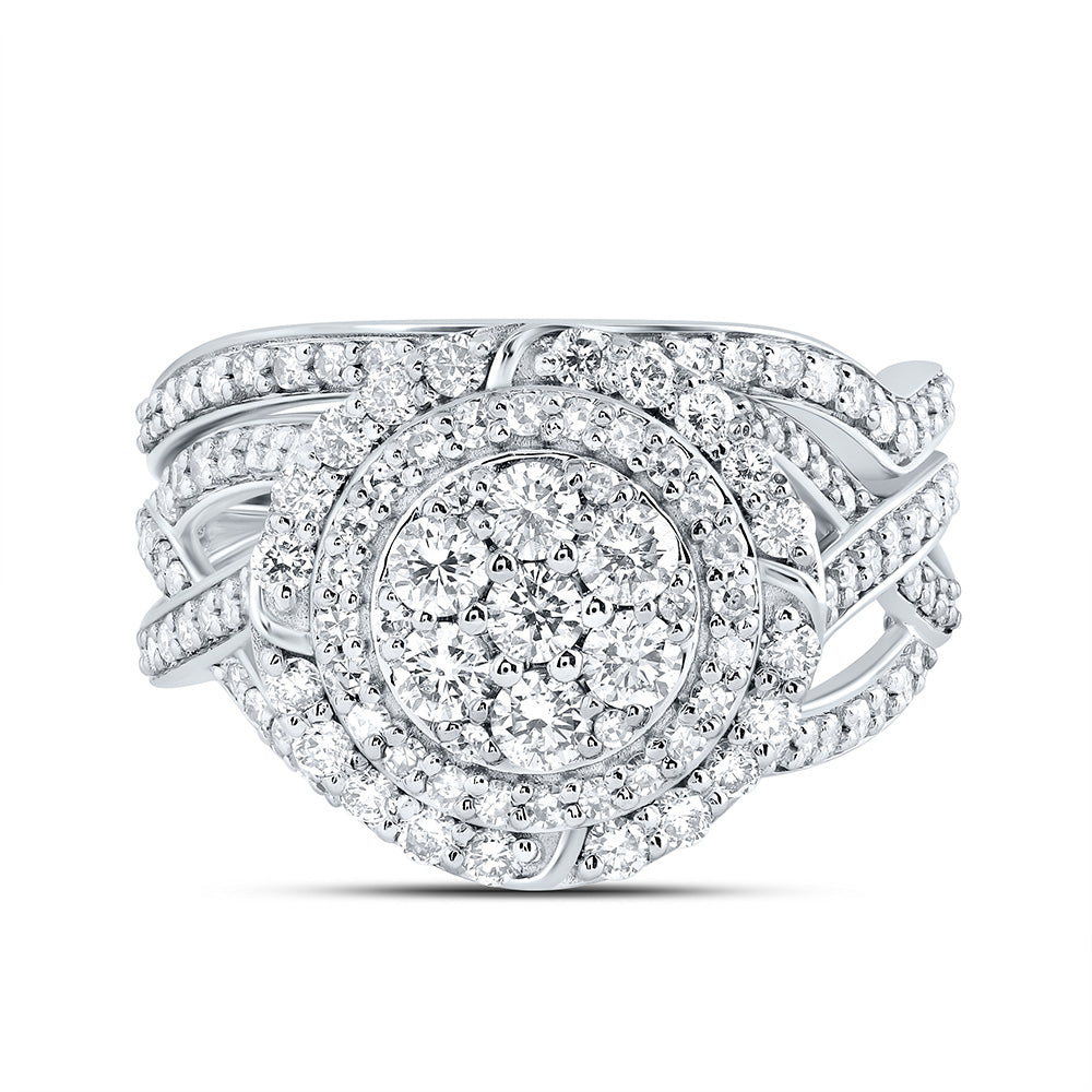 1 1/5Ctw-Nat Diamond Fashion Flower Bridal Set (4.22 grams)