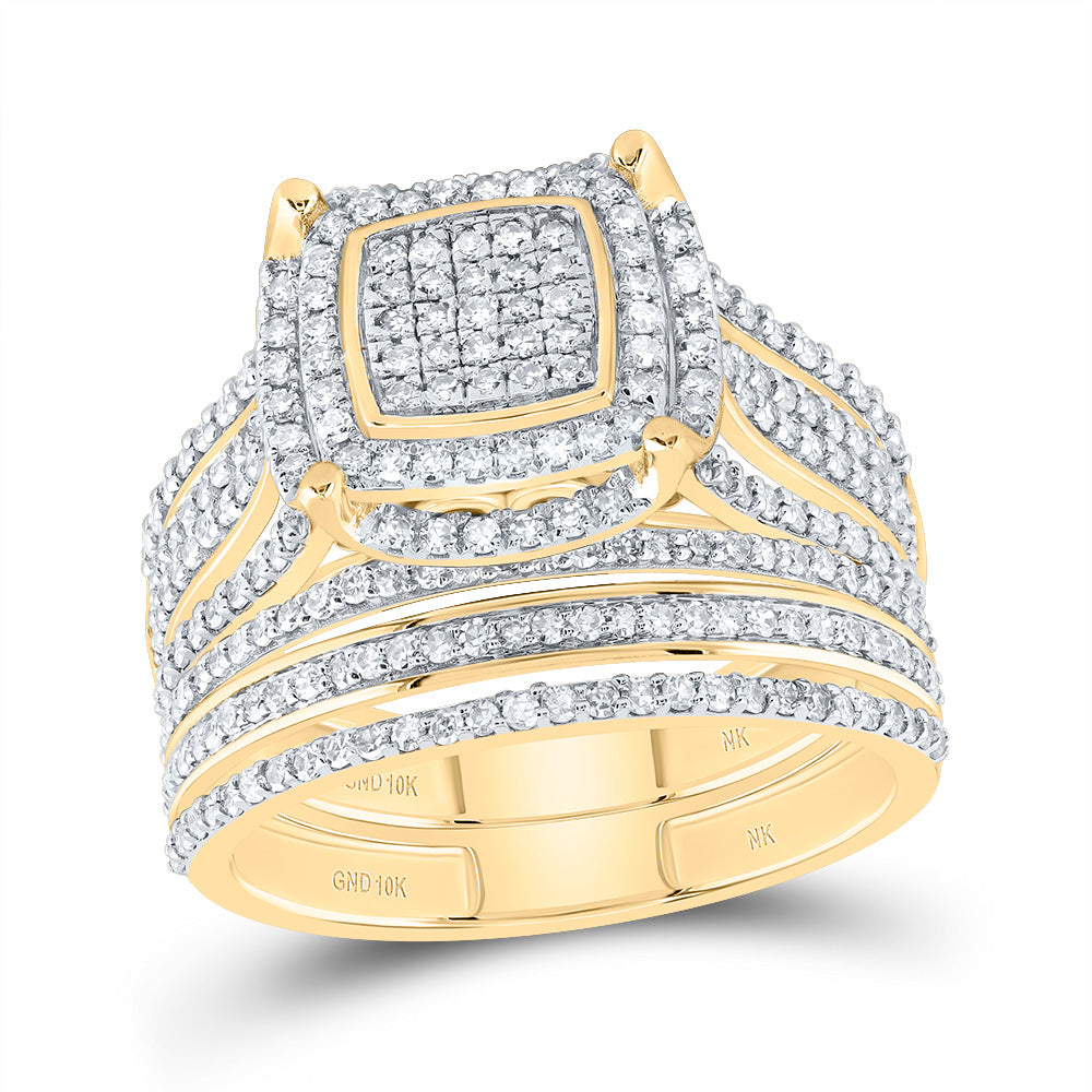 1 Ctw-Nat Dia Nk Fashion Cushion Bridal Set (4.22 grams)