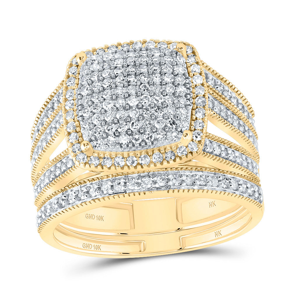 3/4Ctw-Nat Dia Nk Fashion Cushion Bridal Set (4.18 grams)