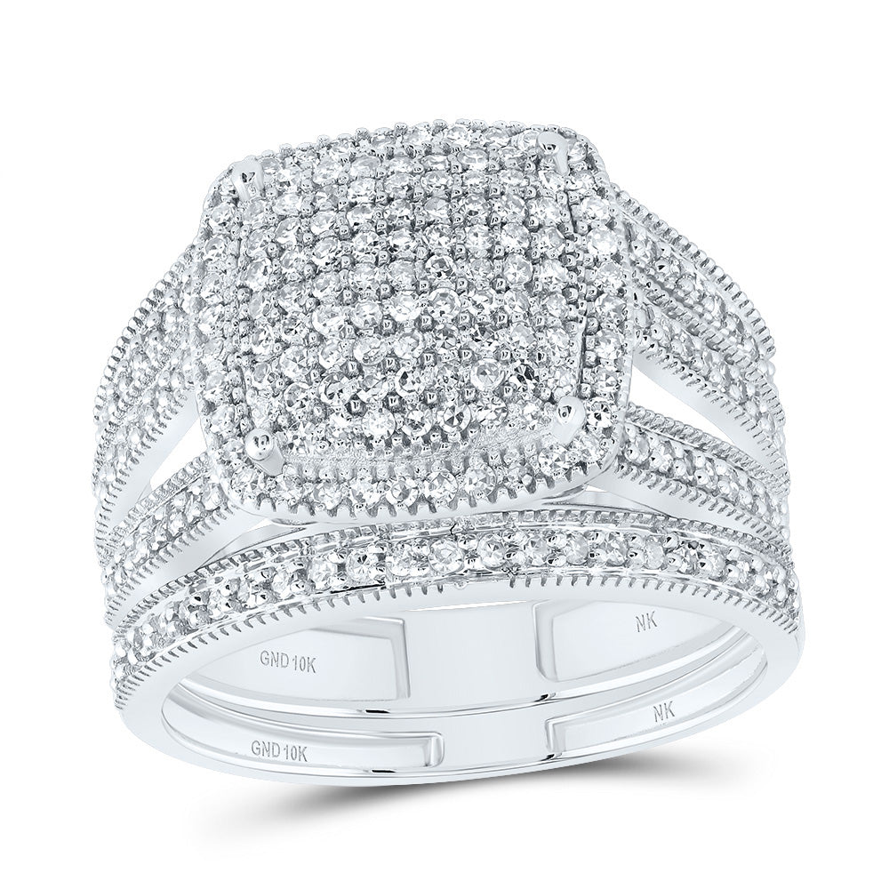 3/4Ctw-Nat Dia Nk Fashion Cushion Bridal Set (4.14 grams)