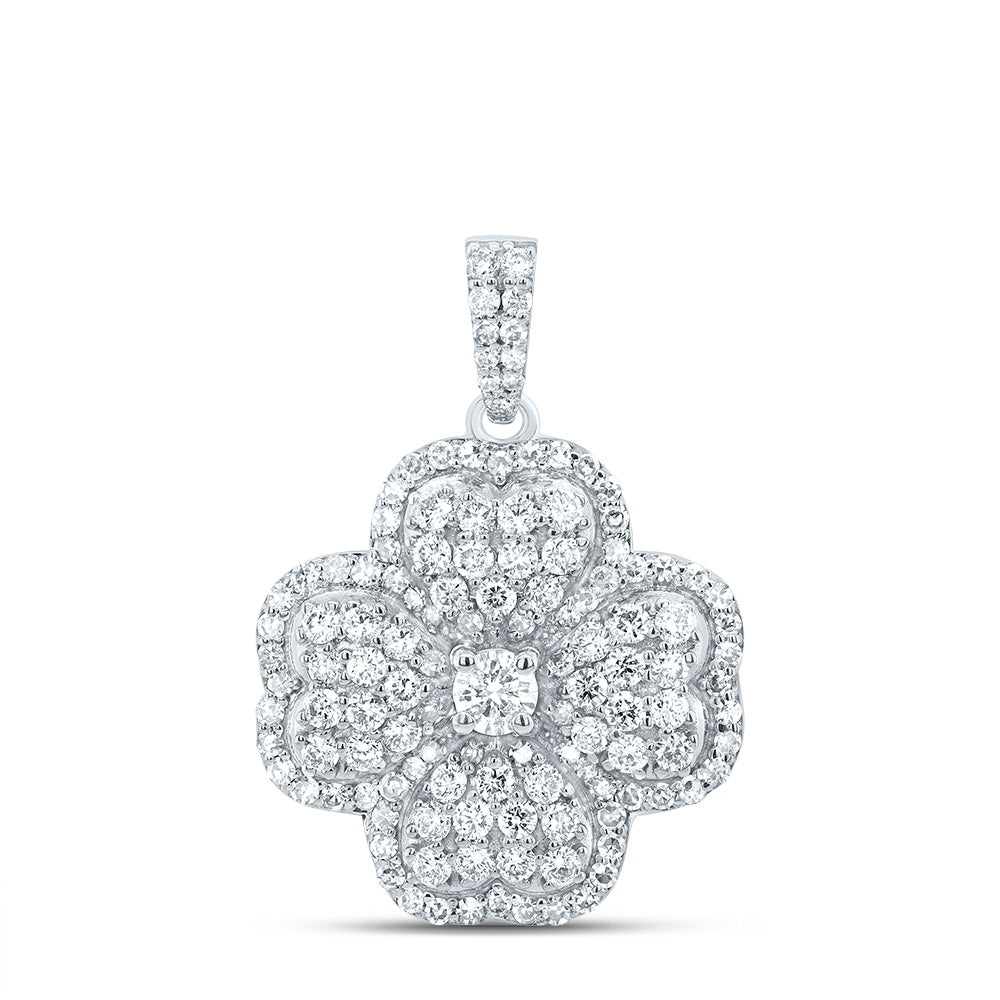 1 Ctw-Nat Dia Nk Fashion Clover Pendant (3.311667 grams)