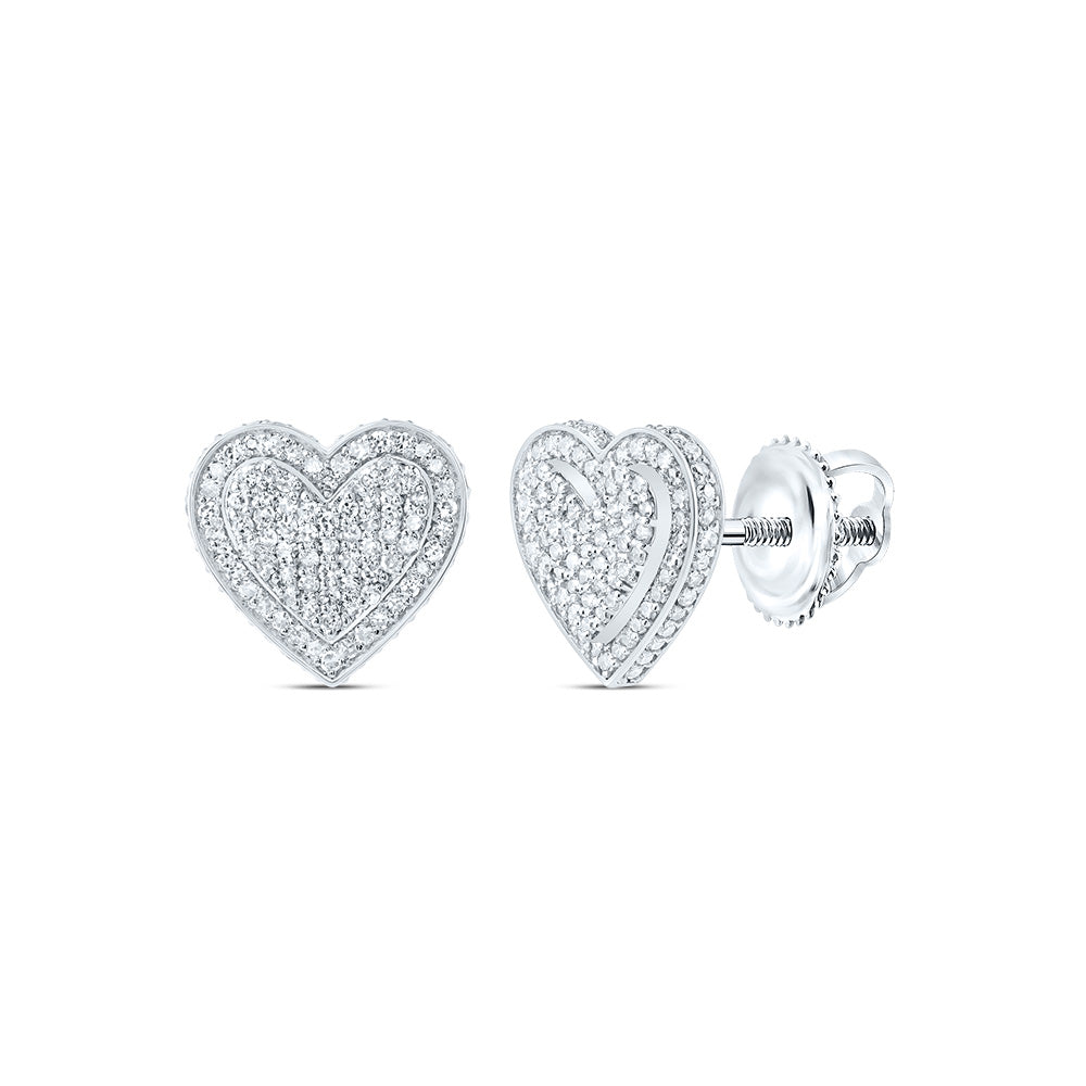 7/8Ctw-Nat Dia Nk Fashion Heart Stud Earring