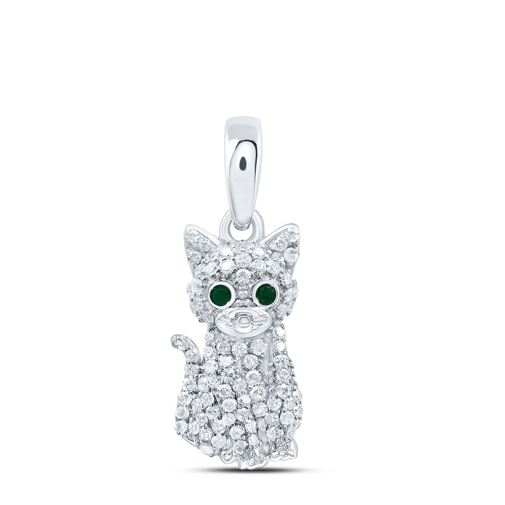 1/5Ctw-Nat Dia P1 Gift 0.012Ctw Rd-Em Nat-Gem Cat Pendant (0.9824 grams)