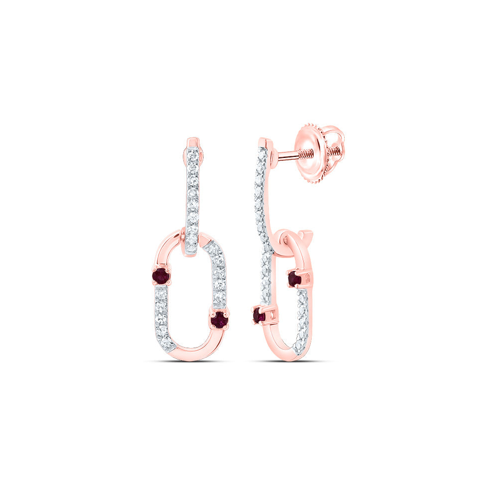 1/6Ctw-Nat Dia Cn 1/20Ctw Rd-Ru Nat Gem Paper Clip Dangling Earring