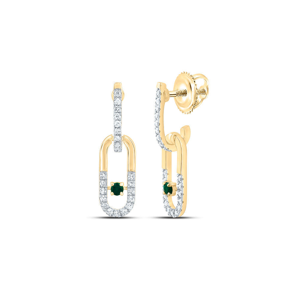 1/6Ctw-Nat Dia Cn 1.8Mm Rd-Em Nat Gem Paper Clip Dangling Earring