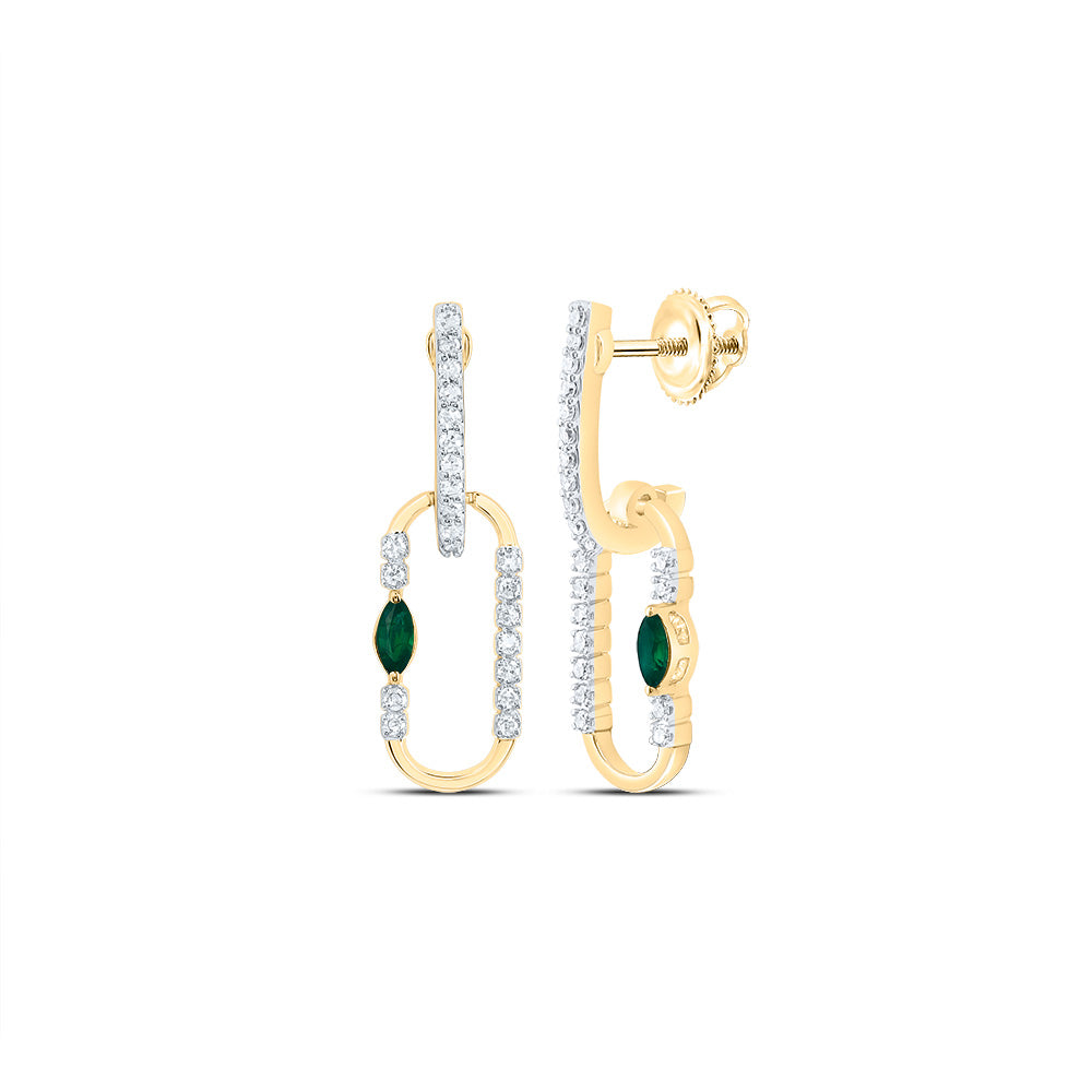 1/8Ctw-Nat Dia Cn 3X2Mm Mq-Em Nat Gem Paper Clip Dangling Earring