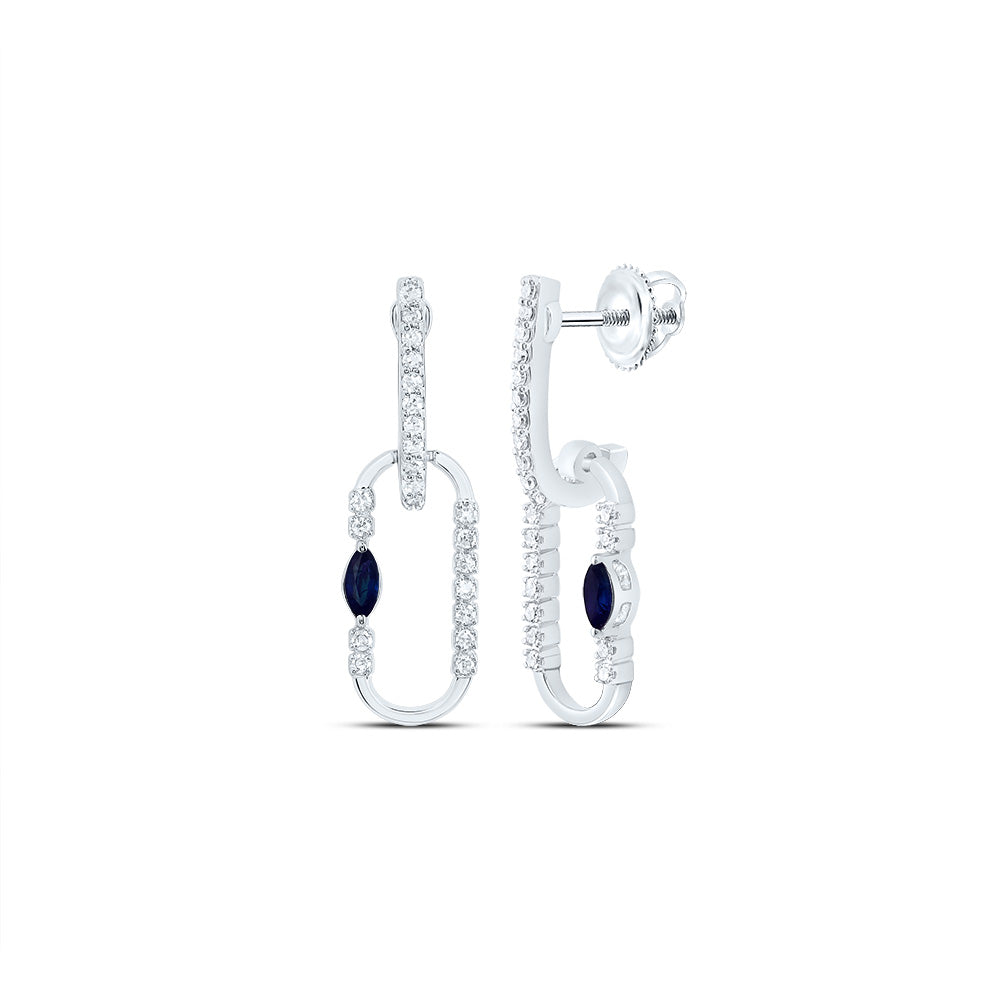 1/8Ctw-Nat Dia Cn 3X2Mm Mq-Bs Nat Gem Paper Clip Dangling Earring