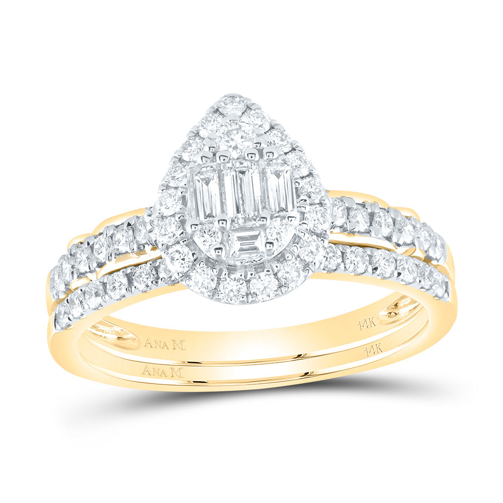 3/4Ctw-Nat Dia Ana M Diana Pear Bridal Set (3.78 grams)