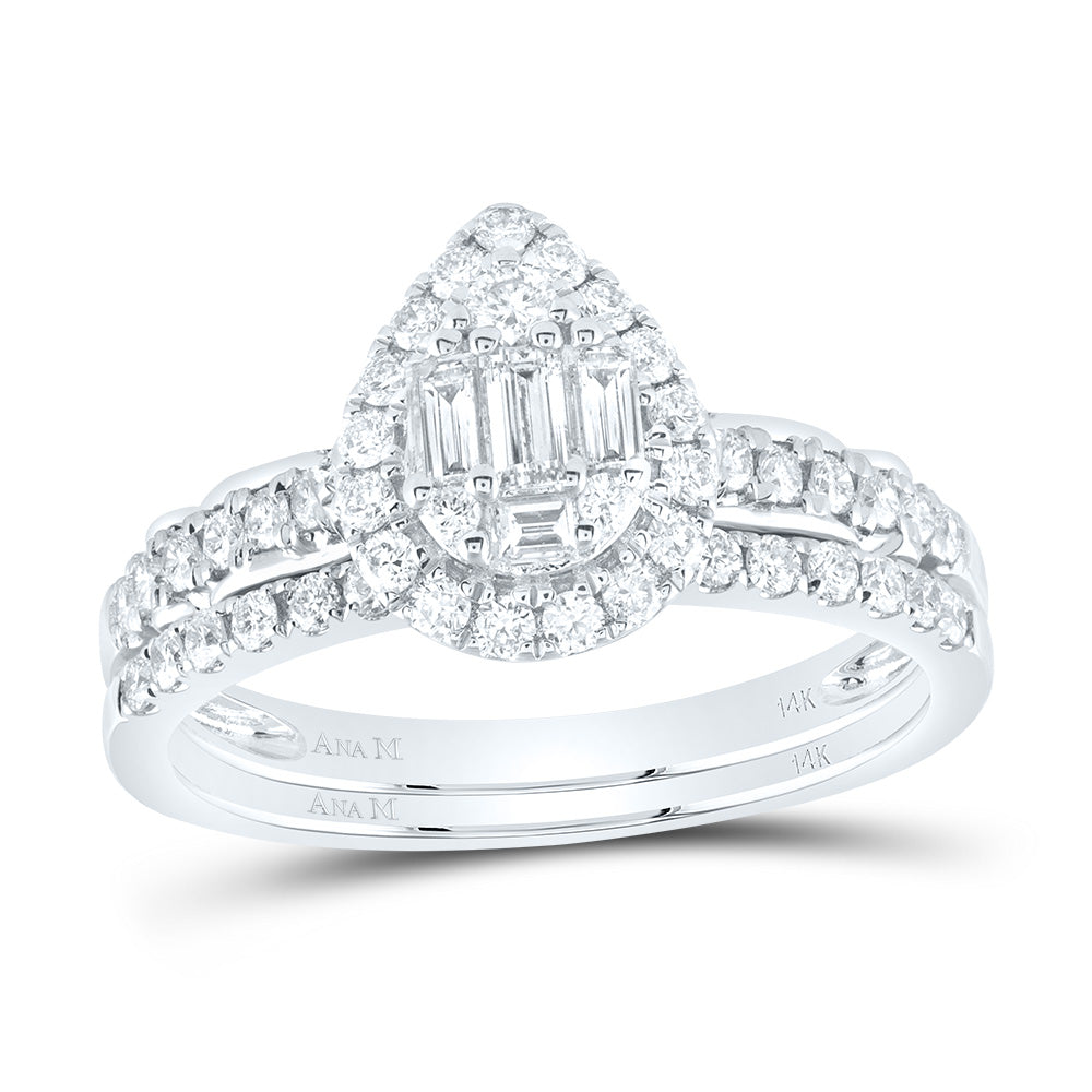3/4Ctw-Nat Dia Ana M Diana Pear Bridal Set (3.78 grams)
