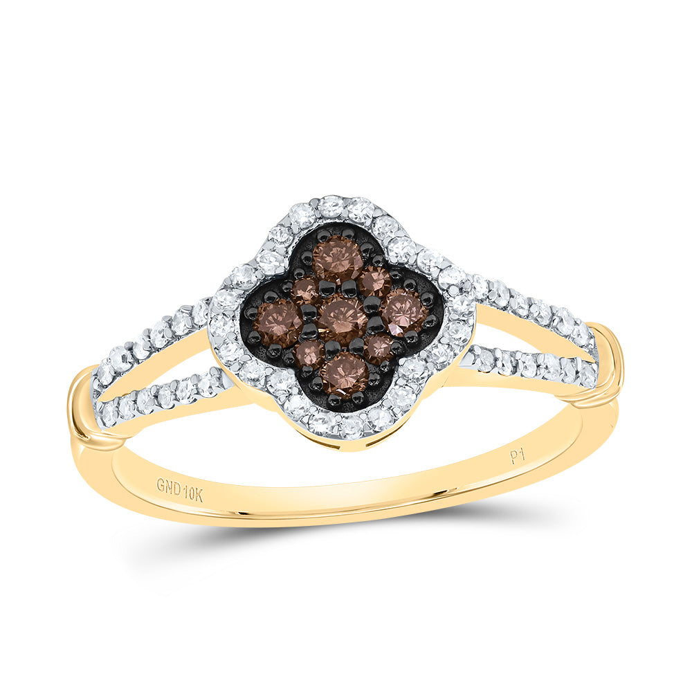 1/3Ctw-Nat Dia P1 Gift Cognac Natural Clover Ring (2.2 grams)