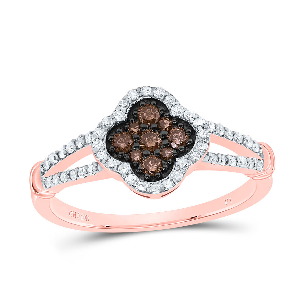 1/3Ctw-Nat Dia P1 Gift Cognac Natural Clover Ring (2.22 grams)