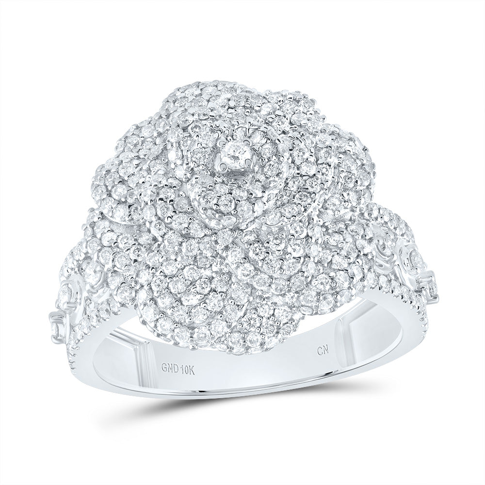 2Ctw-Nat Dia Cn Fashion Rose Ring (7.12 grams)
