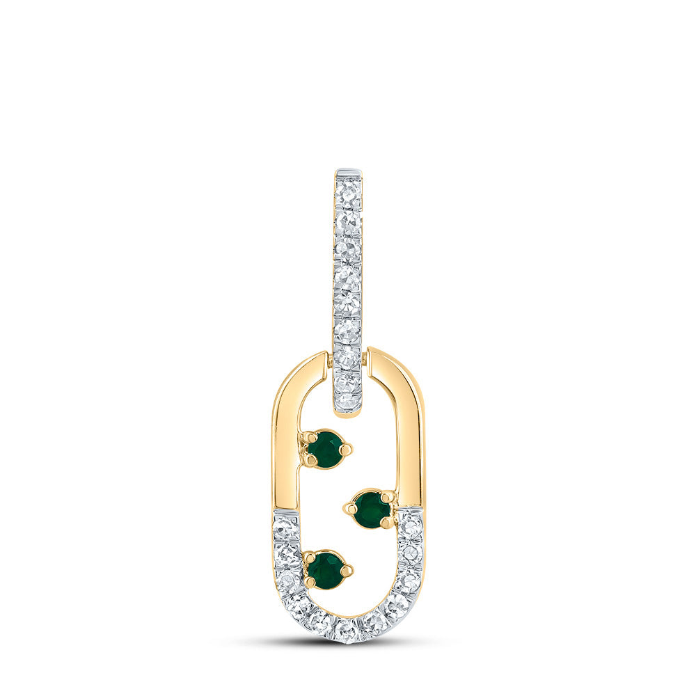 1/10Ctw-Diamond 1/20Ctw Rd-Em Nat Gem Paper Clip Pendant (0.652667 grams)