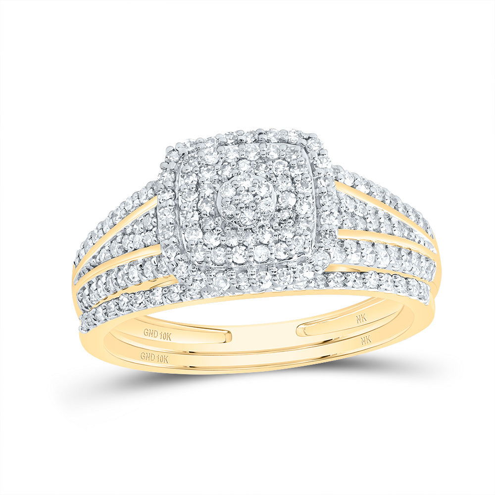 1/2Ctw-Dia Nk Cushion Double Halo Bridal Set (2.87 grams)