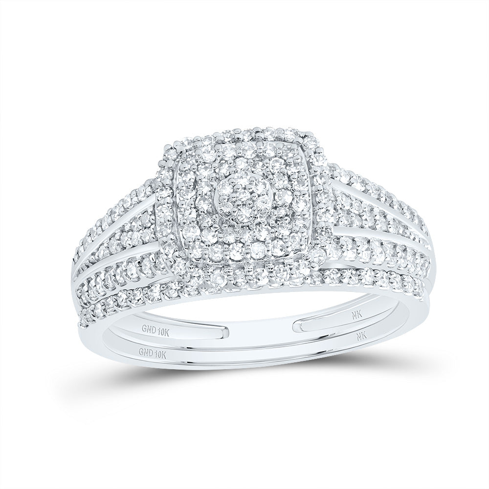 1/2Ctw-Dia Nk Cushion Double Halo Bridal Set (3.07 grams)