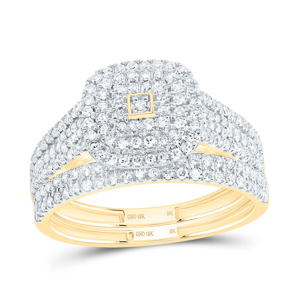 5/8Ctw-Dia Nk Cushion Double Halo Bridal Set (2.73 grams)