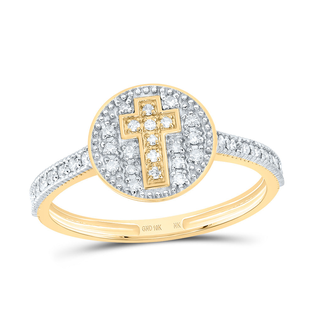 1/8Ctw-Diamond Gift Cross Round Ring (1.18 grams)