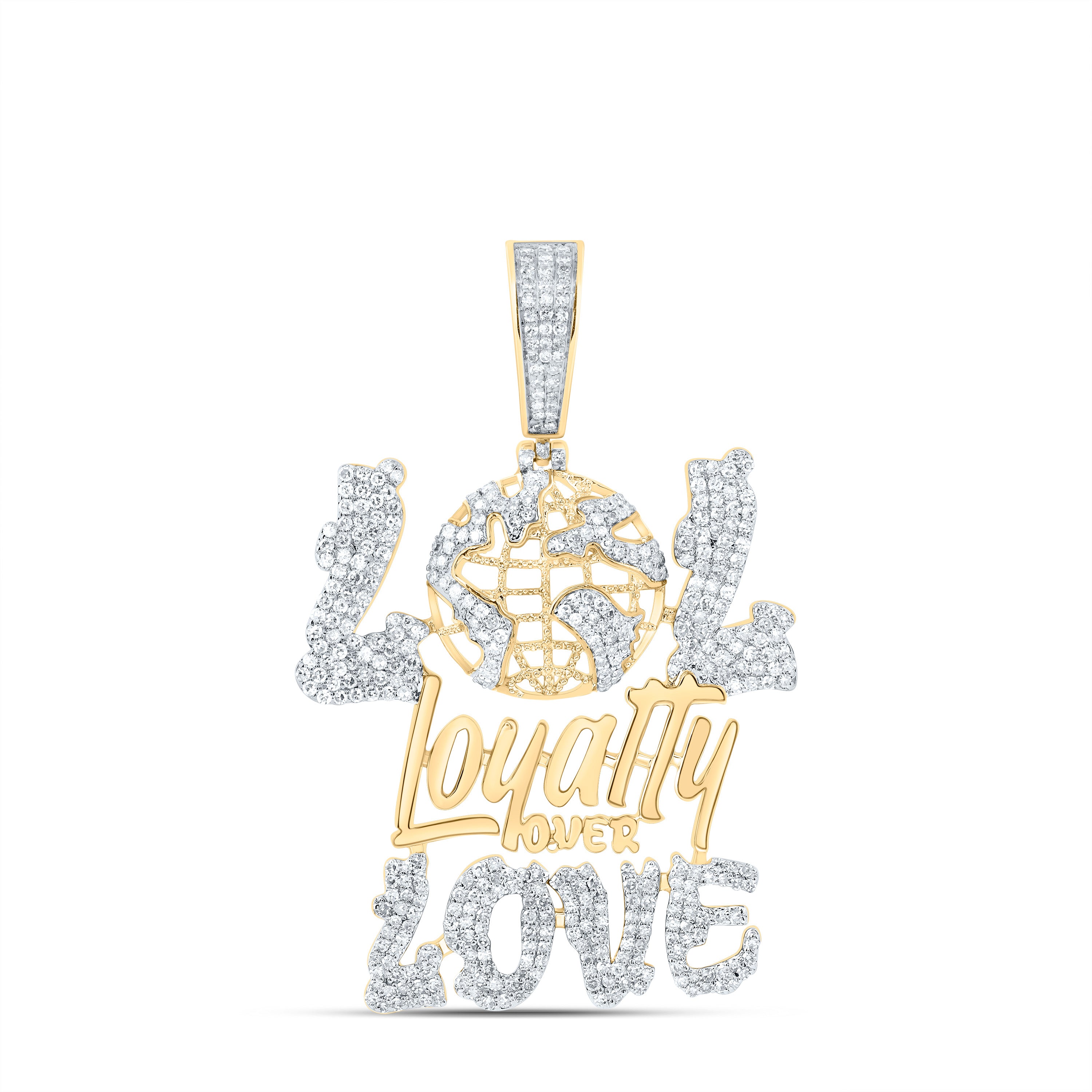 1 1/2Ctw-Dia Nk "Lol Loyalty Over Love" Mens Charm (7.157 grams)
