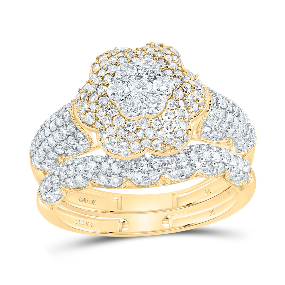 1 1/4Ctw-Dia Nk Fashion Flower Bridal Set (3.35 grams)