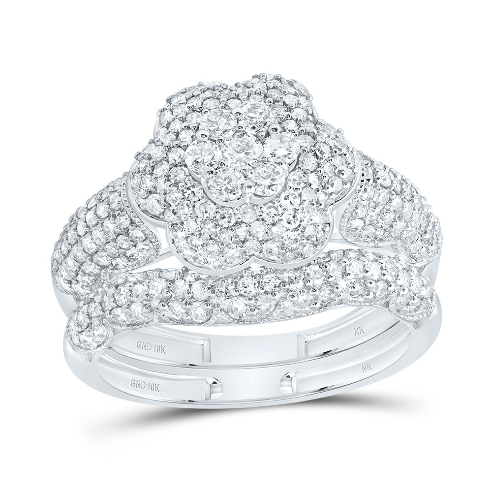 1 1/4Ctw-Dia Nk Fashion Flower Bridal Set (3.28 grams)