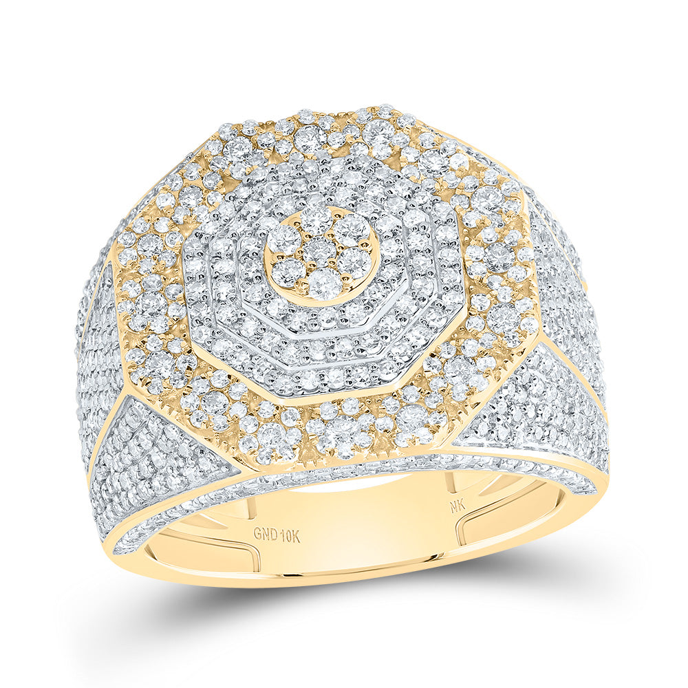 2 1/3Ctw-Diamond Fashion Octagon Flower Mens Ring (9.08 grams)