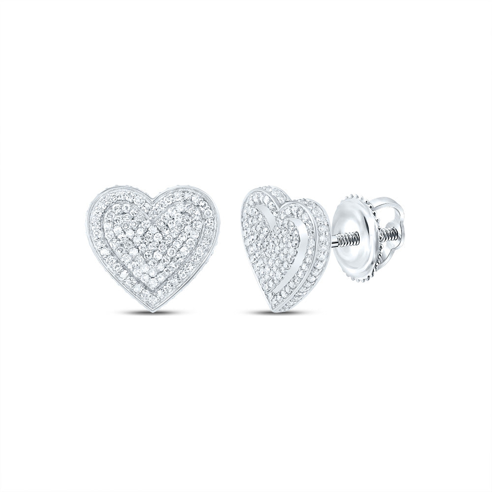 3/4Ctw-Nat Dia Nk Fashion Heart Stud Earring