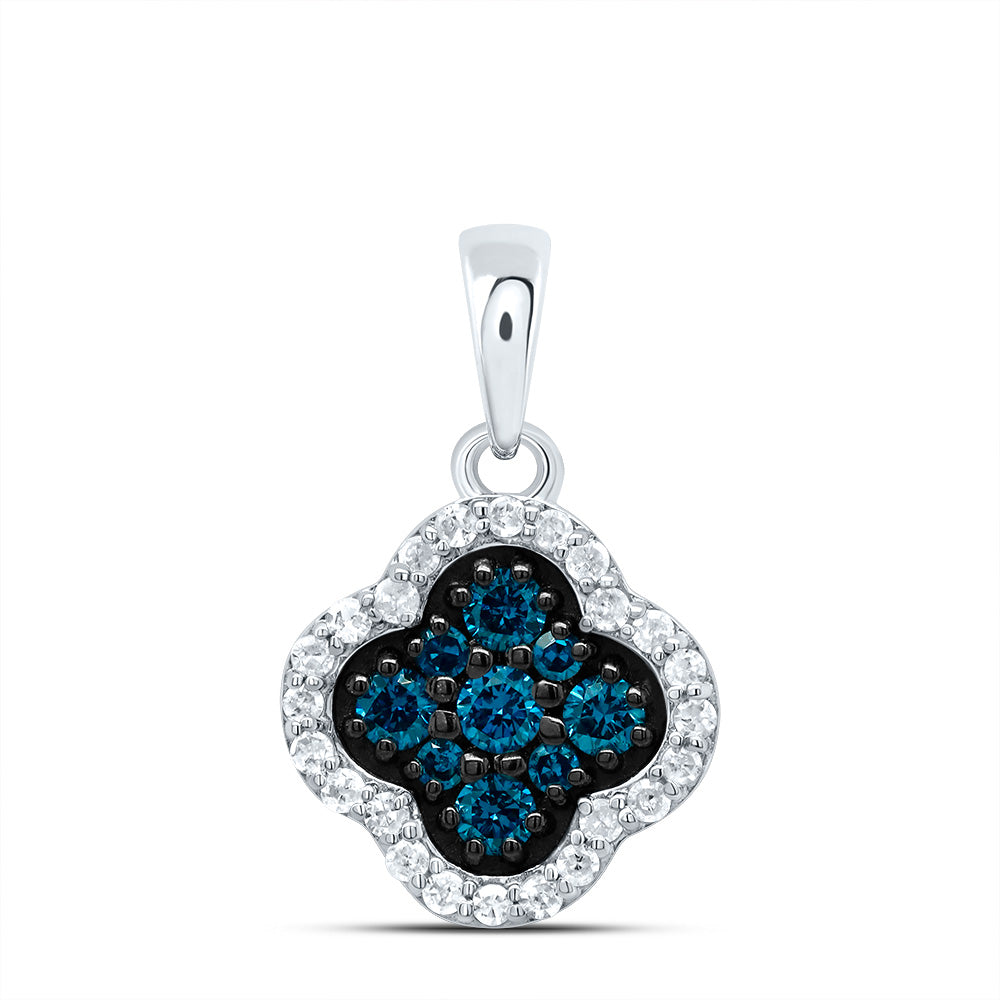 1/4Ctw-Dia P1 Gift Blue Diamond Clover Pendant (0.8004 grams)