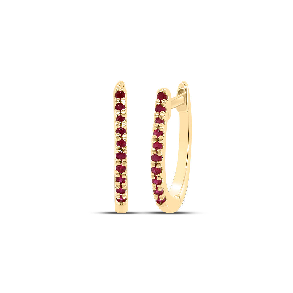 1/10Ctw Ruby-Rd Nat Gem Fashion Hoops Earring