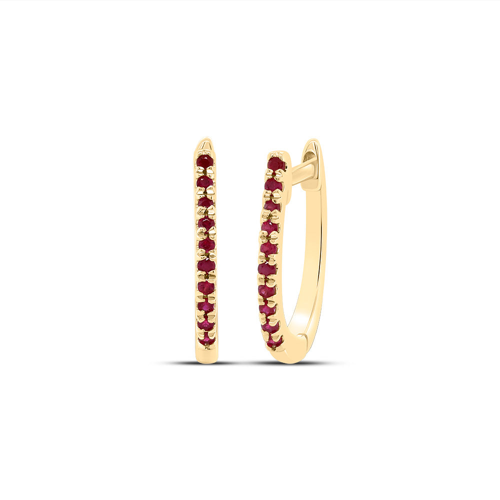 1/10Ctw Ruby-Rd Nat Gem Fashion Hoops Earring