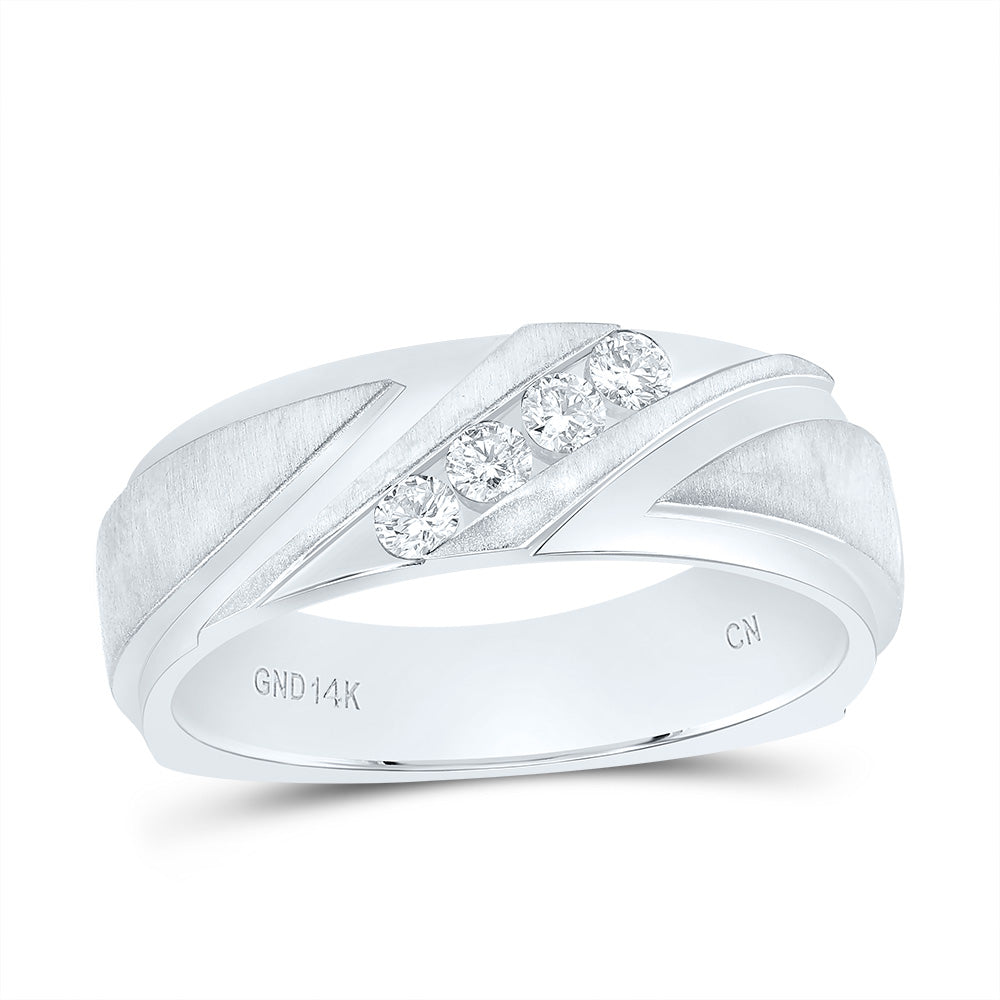 1/4Ctw-Dia Cn Mens Machine-Set Band (9.07 grams)