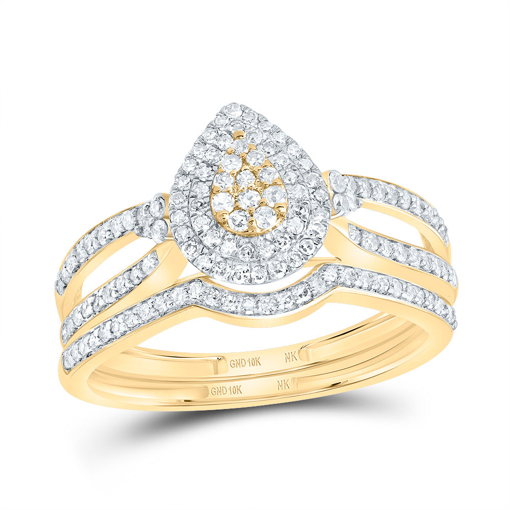 1/2Ctw-Dia Nk Pear Double Halo Bridal Set (2.44 grams)